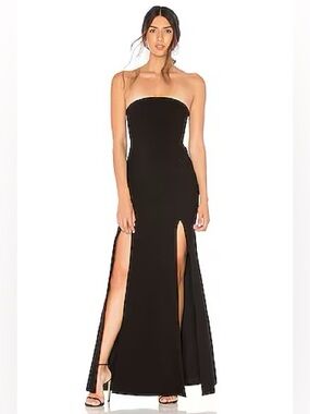 Likely Avalina Black Strapless Gown with Twin Front Slits